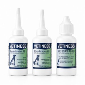 Vetiness Produkte mit kolloidalem Silber – Augen- und Ohrentropfen für Hund und Katze